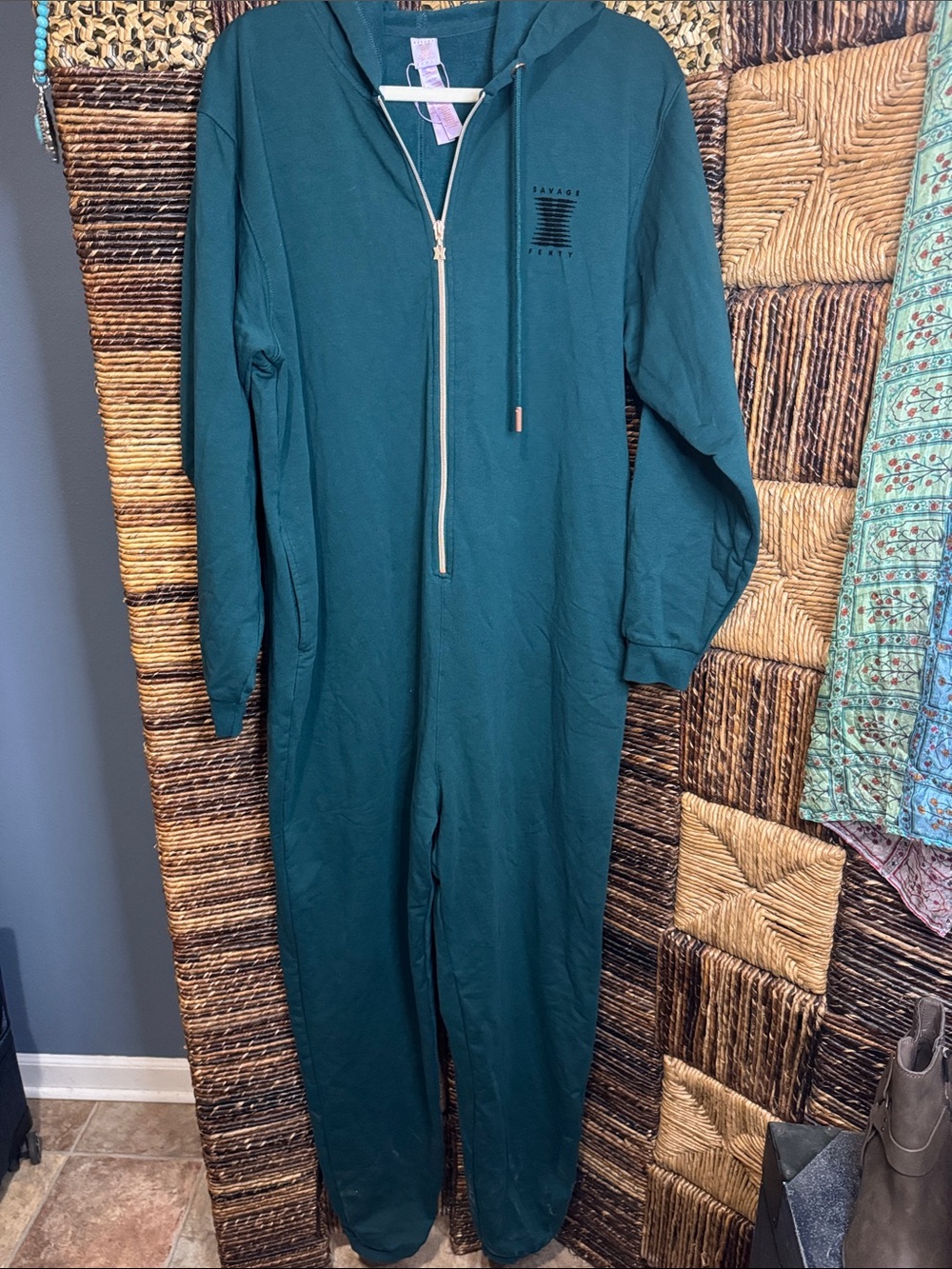 Savage X Fenty Deep Teal Kids Hooded One-Piece Jumpsuit